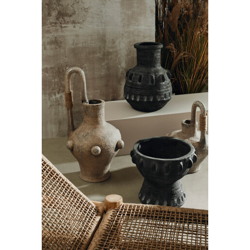 Set 2 ghivece flori magnesiu gri Bucchero Ø39x32h