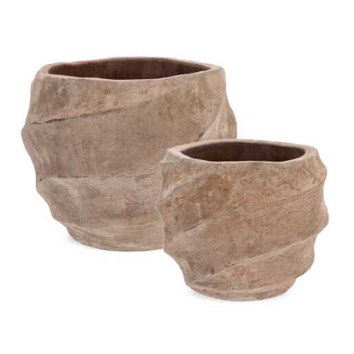 Set 2 ghivece flori teracota maro Teide Ø35x27h; ø54x41h