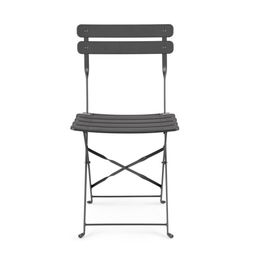 Set 2 scaune gradina otel gri Yasmine 42x48x81h