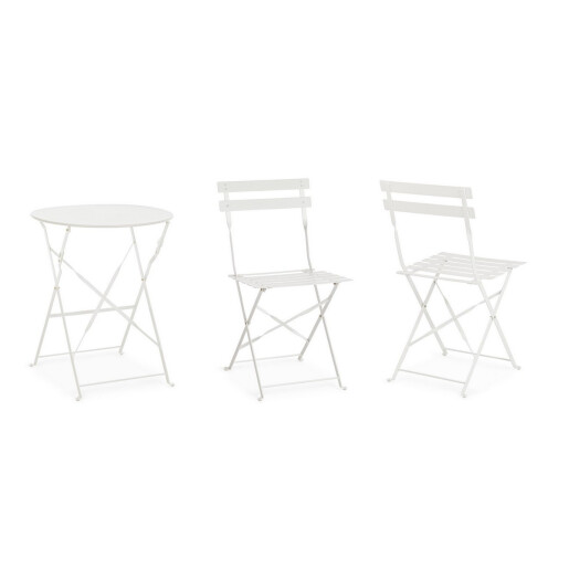 Set mobilier gradina otel alb Austin 41x46x80h (x2); :ø60x71h