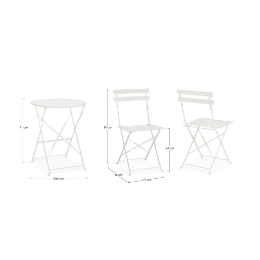 Set mobilier gradina otel alb Austin 41x46x80h (x2); :ø60x71h