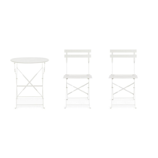 Set mobilier gradina otel alb Austin 41x46x80h (x2); :ø60x71h