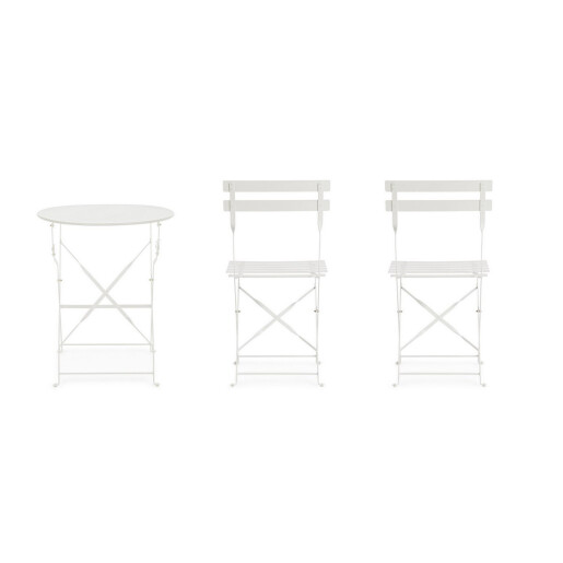 Set mobilier gradina otel alb Austin 41x46x80h (x2); :ø60x71h