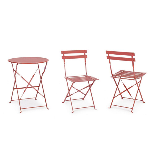 Set mobilier gradina otel caramiziu Austin 41x46x80h (x2); ø60x71h