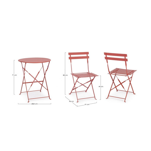 Set mobilier gradina otel caramiziu Austin 41x46x80h (x2); ø60x71h