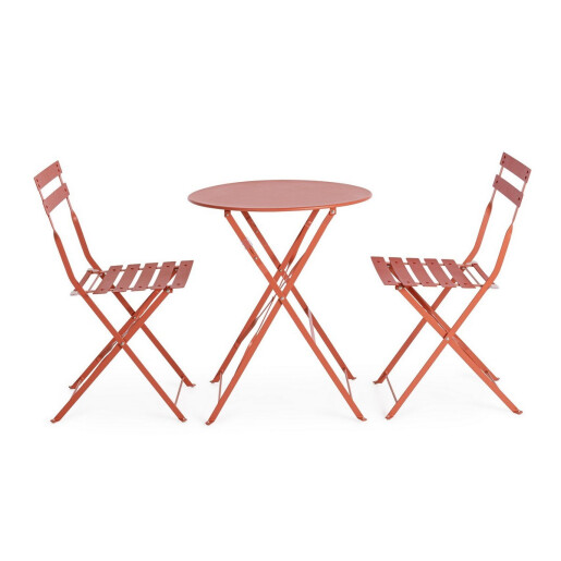 Set mobilier gradina otel caramiziu Austin 41x46x80h (x2); ø60x71h