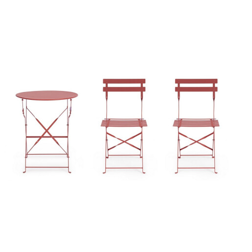 Set mobilier gradina otel caramiziu Austin 41x46x80h (x2); ø60x71h
