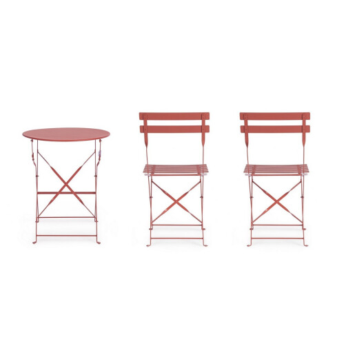Set mobilier gradina otel caramiziu Austin 41x46x80h (x2); ø60x71h