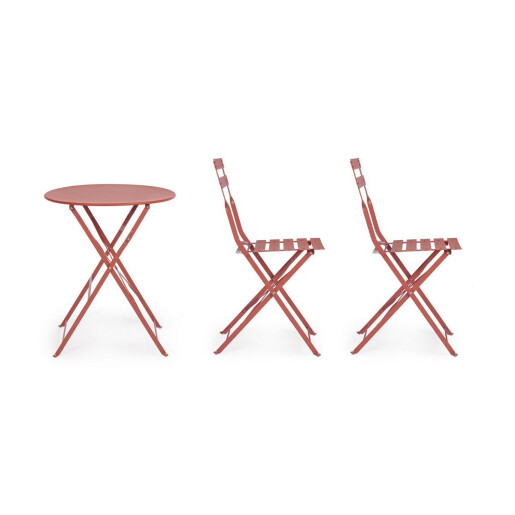 Set mobilier gradina otel caramiziu Austin 41x46x80h (x2); ø60x71h