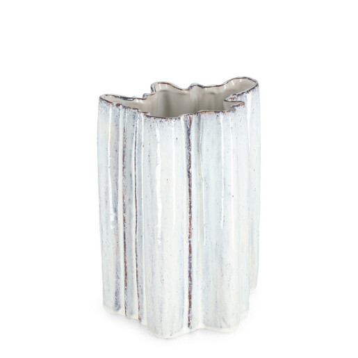 Vaza flori ceramica alba maro Teika 20,5x17,5x26,5h