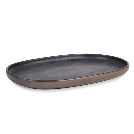 Set 4 platouri piatra gri bronz Horta 32,5x22,3x2,7h