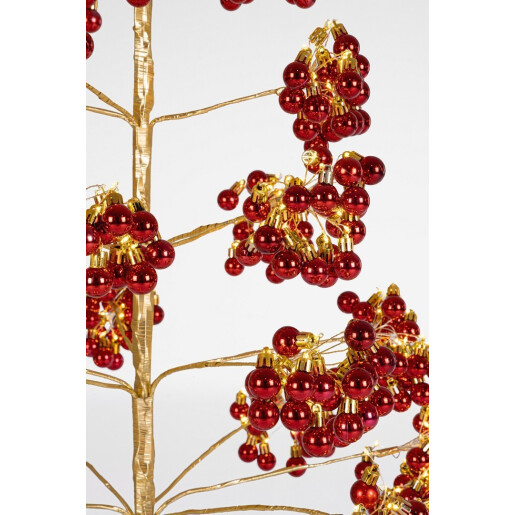 Copac decorativ rosu auriu cu leduri Glint Ø42×90h