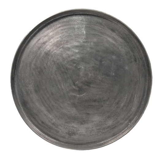 Masuta din fier negru si blat aluminiu argintiu Ø 80 cm x 48 h