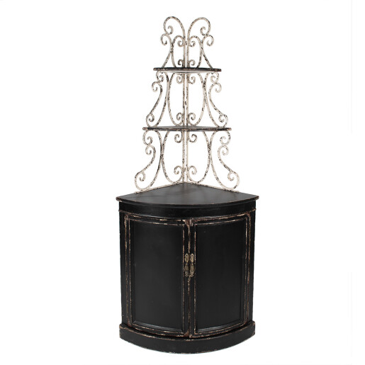Comoda lemn negru fier alb antichizat 78x55x181 cm