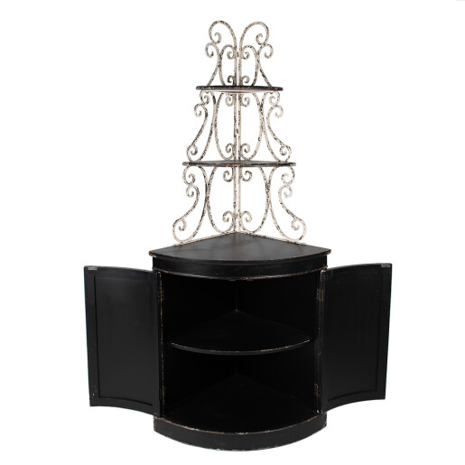 Comoda lemn negru fier alb antichizat 78x55x181 cm