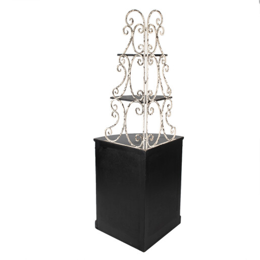 Comoda lemn negru fier alb antichizat 78x55x181 cm