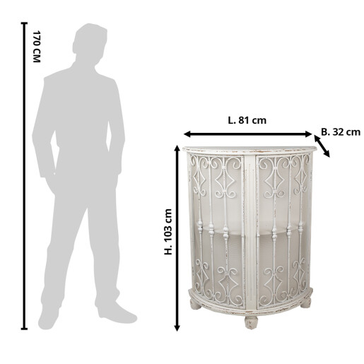 Comoda lemn fier alb antichizat 81x32x103 cm