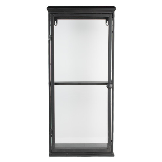 Vitrina suspendabila fier negru sticla transparenta 31x21x70 cm