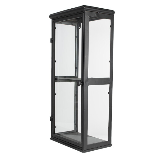 Vitrina suspendabila fier negru sticla transparenta 31x21x70 cm