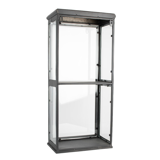 Vitrina suspendabila fier negru sticla transparenta 31x21x70 cm