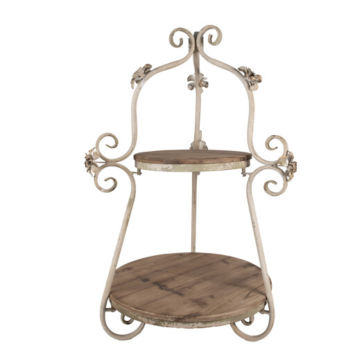 Platou supraetajat lemn maro fier bej antichizat 54x90 cm