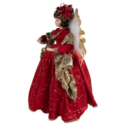 Figurina Inger textil rosu auriu 50x30x65 cm