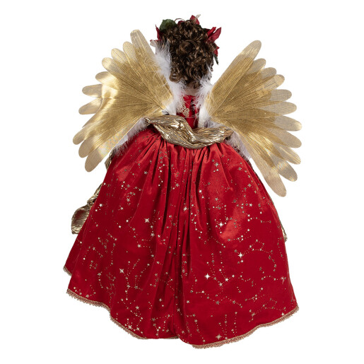 Figurina Inger textil rosu auriu 50x30x65 cm