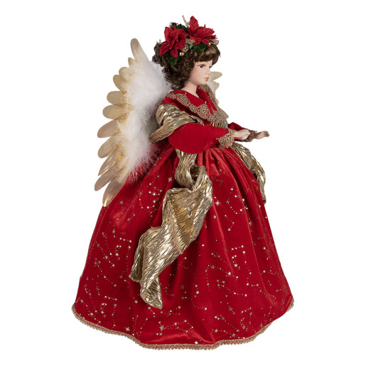 Figurina Inger textil rosu auriu 50x30x65 cm
