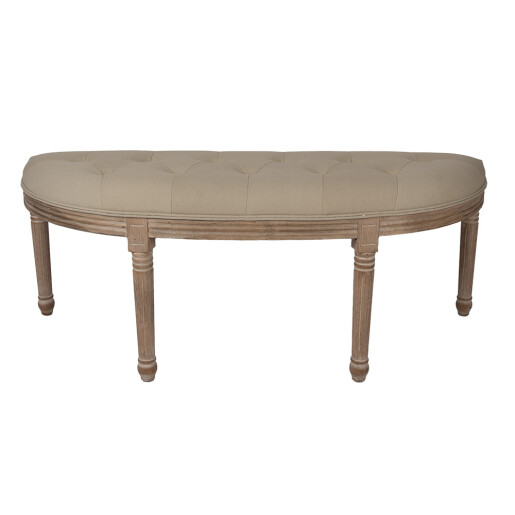 Bancuta lemn maro textil bej 125x41x48 cm