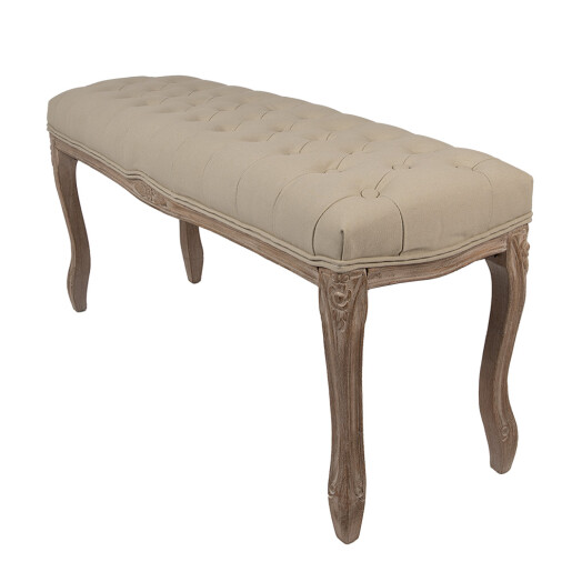 Bancuta lemn maro textil bej 112x36x50 cm