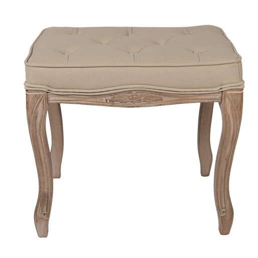 Taburet  lemn maro textil bej 50x36x47 cm