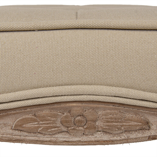 Taburet  lemn maro textil bej 50x36x47 cm