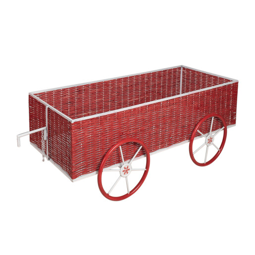 Tren decor Craciun metal rosu alb 310x65x136 cm