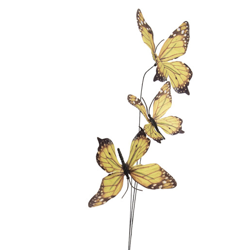 Crenguta decorativa Fluturasi galbeni II 10x10x65 cm