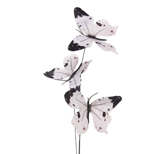 Crenguta decorativa Fluturasi alb negru HA 10x10x65 cm