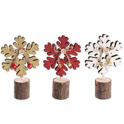 Set 3 decoratiuni Craciun lemn multicolor cm 8,5 x 3,5 x 14 H