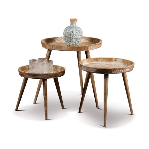 Set 3 masute lemn maro 38 x 36, 43 x 44, 51 x 51,5 cm