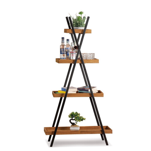 Raft lemn maro fier negru 80 x 37 x 153,5 cm