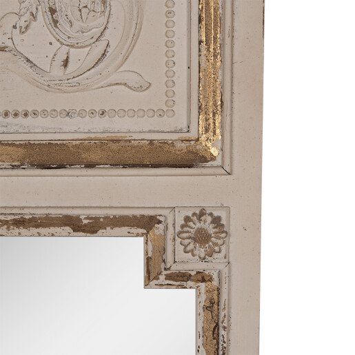 Oglinda perete lemn bej auriu vintage 80x5x158 cm