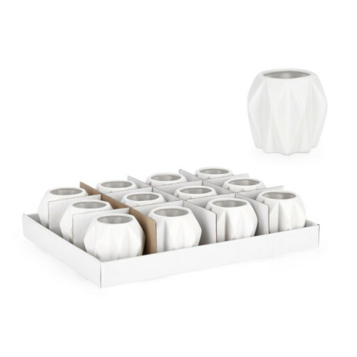 Set 12 vaze flori ceramica alba Jaymi Ø10x10h