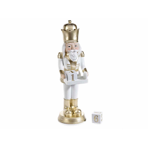 Figurina Spargatorul de Nuci cu calendar Advent alb 17x19x59 cm