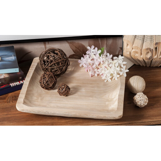 Platou servire lemn natur 33,5 x 33,5 cm
