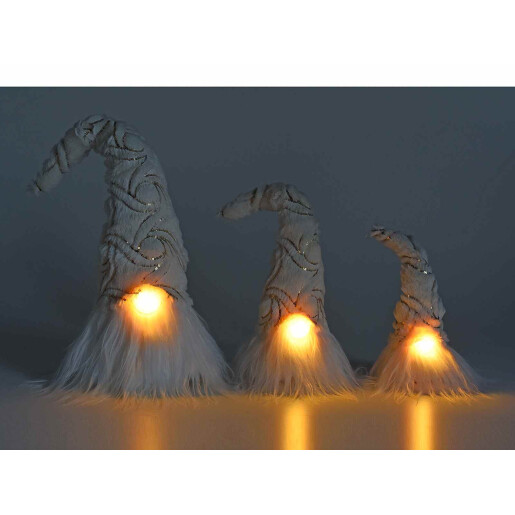 Set 3 figurine Mos Craciun cu led 15x57 cm, 10.5x40 cm, 8x27 cm