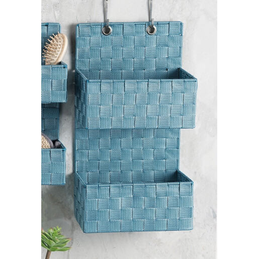 Etajera depozitare tesatura albastra  25 x 14,5 x 46 cm