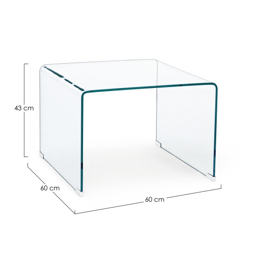 Masuta din sticla transparenta Iride 60 cm x 60 cm x 43 h