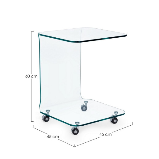 Masuta din sticla transparenta Iride 45 cm x 45 cm x 60 h
