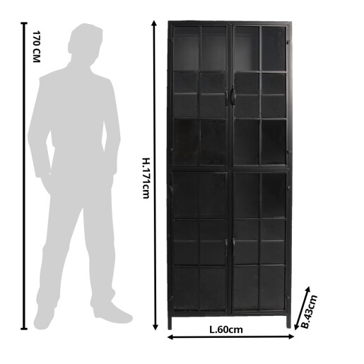 Vitrina metal negru 60x43x171 cm