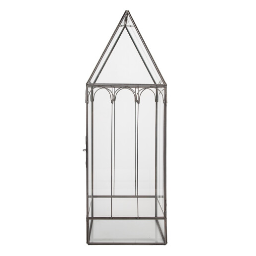 Mini sera fier gri sticla 15x15x45 cm
