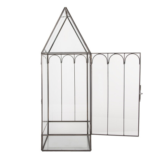 Mini sera fier gri sticla 15x15x45 cm