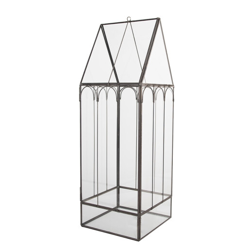 Mini sera fier gri sticla 15x15x45 cm